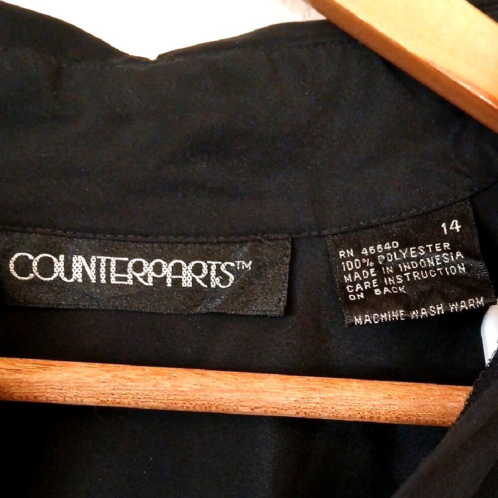 Vintage Counterparts Black High Neck Blouse Full Button Down - Picture 3 of 5